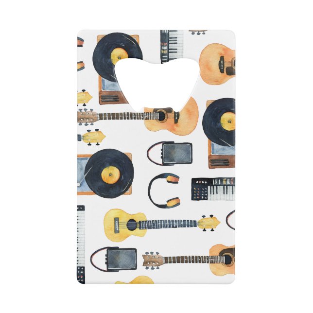 Abrebotellas De Tarjeta De Crédito Instrumentos musicales: acuarela sin foco (Anverso)