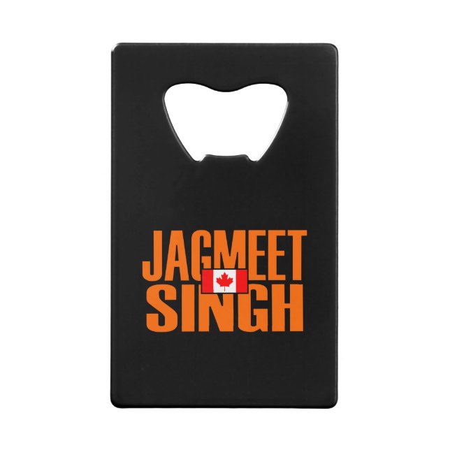 Abrebotellas De Tarjeta De Crédito Jagmeet Singh Naranja Bloquear texto Bandera canad (Anverso)
