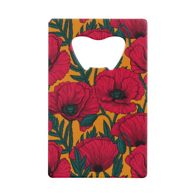Abrebotellas De Tarjeta De Crédito Jardín de amapola roja (Anverso)