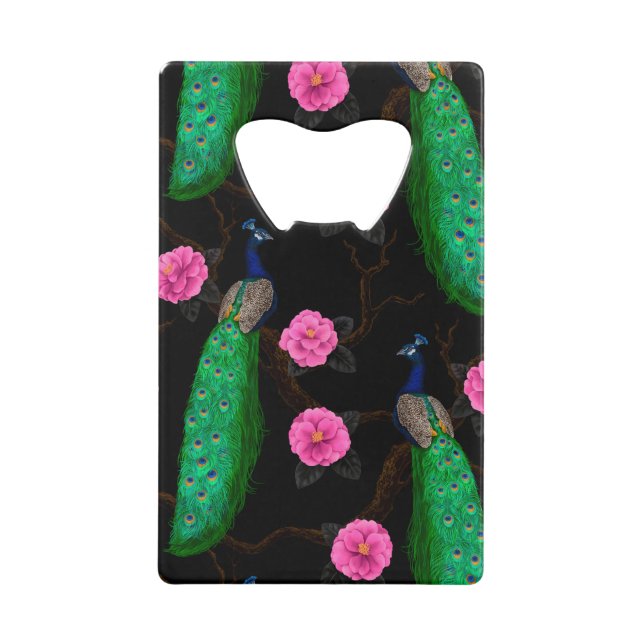 Abrebotellas De Tarjeta De Crédito Jardín de pavos reales nocturnos (Anverso)
