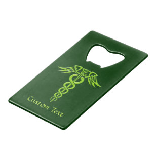 Abrebotellas De Tarjeta De Crédito Knot Caduceus celta verde