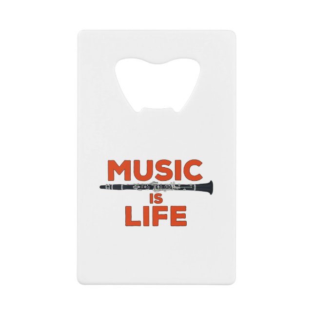 Abrebotellas De Tarjeta De Crédito La música es vida (Anverso)