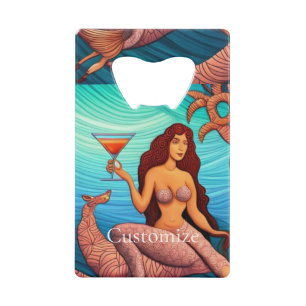 Abrebotellas De Tarjeta De Crédito La Sirenita de Martini Thunder_Cove de pelo largo