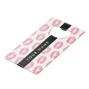 Abrebotellas De Tarjeta De Crédito Labios rosados, besos, pintalabios, tu nombre, per