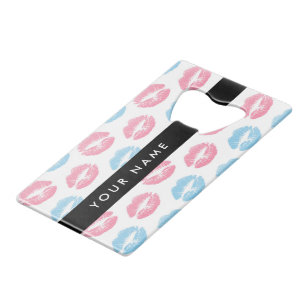 Abrebotellas De Tarjeta De Crédito Labios rosados, labios azules, besos, tu nombre, p