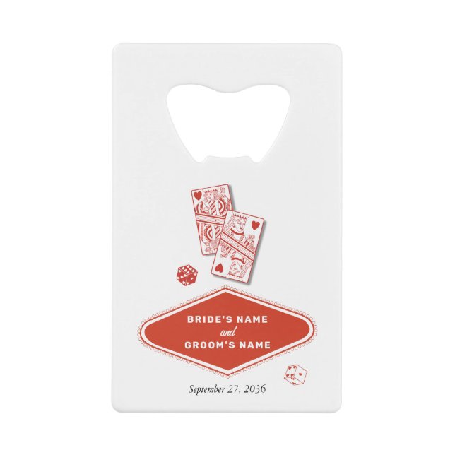 Abrebotellas De Tarjeta De Crédito Las Vegas Casino Destination Wedding Red White (Anverso)