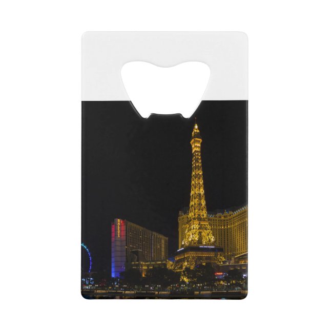 Abrebotellas De Tarjeta De Crédito Las Vegas de noche (Anverso)