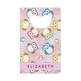 Abrebotellas De Tarjeta De Crédito Lechuzas, Patrón De Búho, Lechuzas Coloridas, Su N