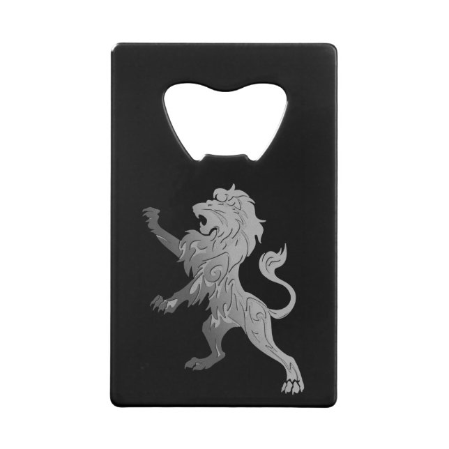 Abrebotellas De Tarjeta De Crédito León real plateado (Reverso)