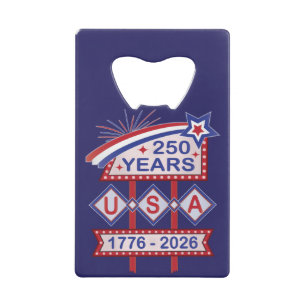 Abrebotellas De Tarjeta De Crédito Letrero de marquesina del 250 aniversario Retro US