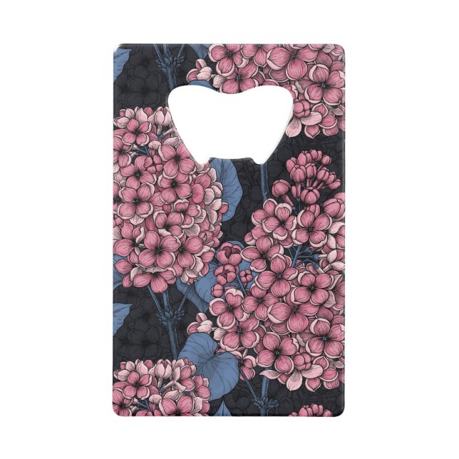 Abrebotellas De Tarjeta De Crédito Lílago rosado sobre azul oscuro (Anverso)