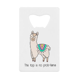 Abrebotellas De Tarjeta De Crédito llama alpaca de dibujos animados sonriendo feliz d