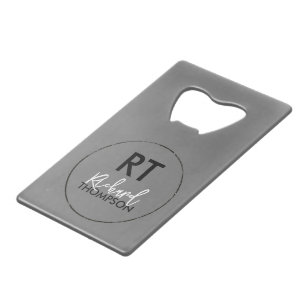 Abrebotellas De Tarjeta De Crédito Logo Círculo Monograma Gris