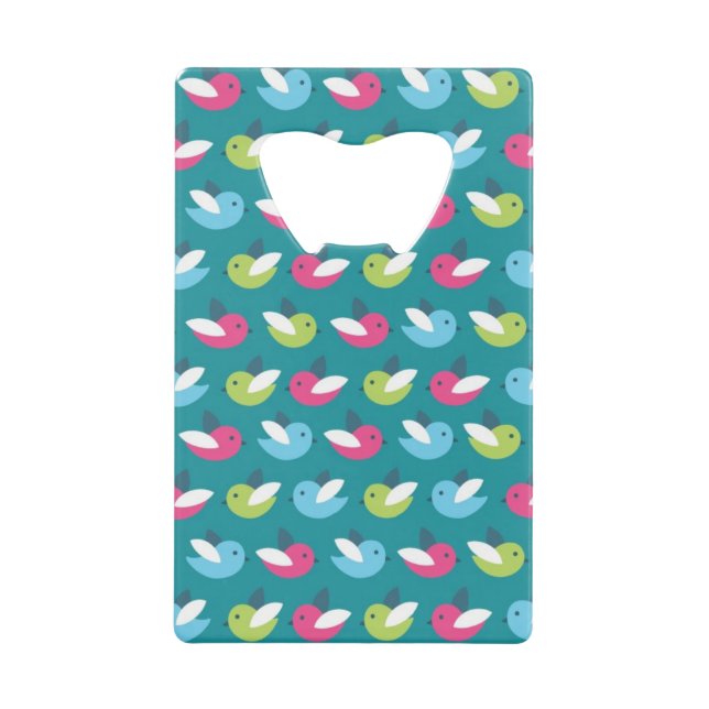 Abrebotellas De Tarjeta De Crédito Los pájaros modelan el azul (Anverso)