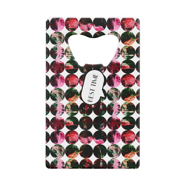 Abrebotellas De Tarjeta De Crédito Lunares de grunge negro rojo blanco abstracto. (Anverso)