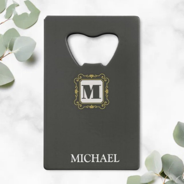 Abrebotellas De Tarjeta De Crédito Luxury minimal Modern monogram (Subido por el creador)