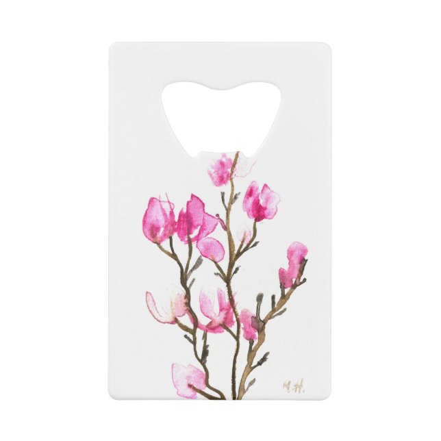 Abrebotellas De Tarjeta De Crédito Magnolia floral acuarela elegante rosa para madre (Anverso)