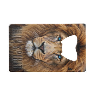 Abrebotellas De Tarjeta De Crédito Majestic Lion Face with Blue Eyes | Wildlife Anima