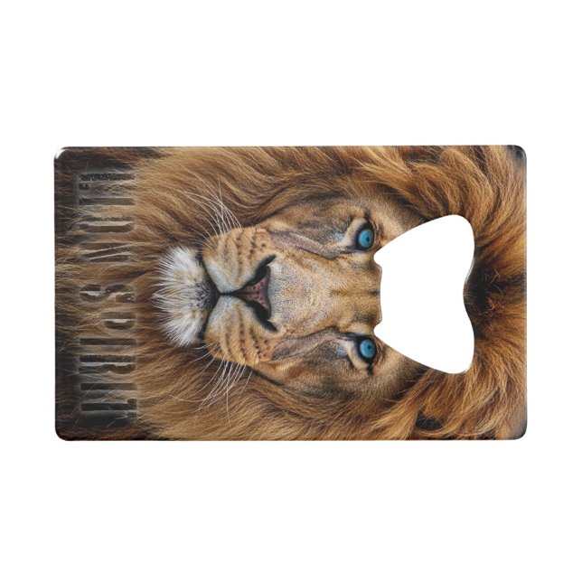 Abrebotellas De Tarjeta De Crédito Majestic Lion Face with Blue Eyes | Wildlife Anima (Anverso (Horizontal))