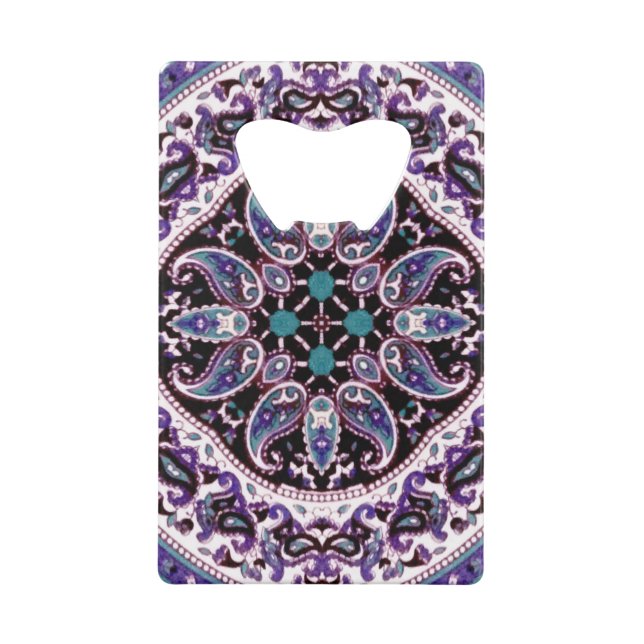 Abrebotellas De Tarjeta De Crédito Mandala púrpura (Reverso)