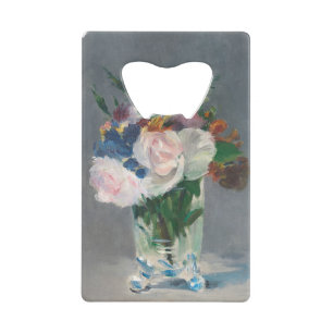 Abrebotellas De Tarjeta De Crédito Manet el   florece en un florero cristalino,