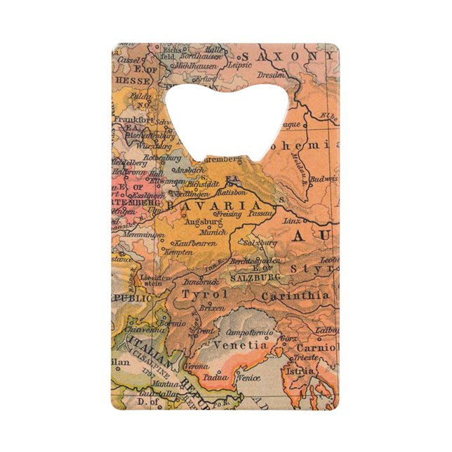 Abrebotellas De Tarjeta De Crédito Mapa de Europa Central (Anverso)