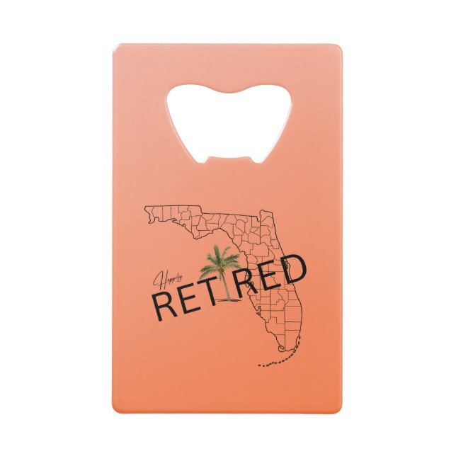 Abrebotellas De Tarjeta De Crédito Mapa de Florida felizmente retirado y palmera trop (Anverso)