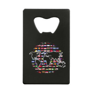 Abrebotellas De Tarjeta De Crédito Mapa de viaje mundial Mapa mundial Banderas intern