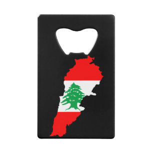 Abrebotellas De Tarjeta De Crédito Mapa del Líbano con bandera