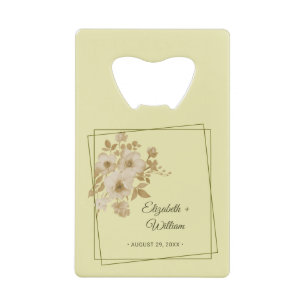 Abrebotellas De Tarjeta De Crédito Marco de Rosa – Boda Amarillo Celeste