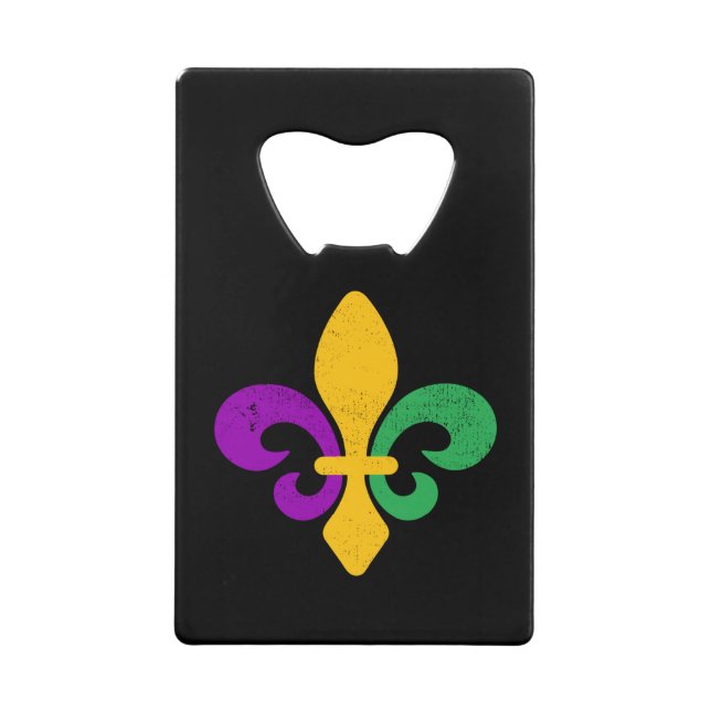 Abrebotellas De Tarjeta De Crédito Mardi Gras Fleur De Lis (Anverso)