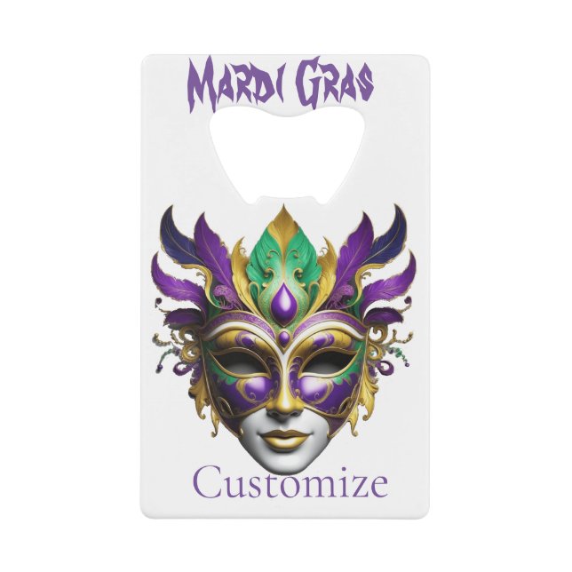 Abrebotellas De Tarjeta De Crédito Mardi Gras Mask Thunder_Cove (Anverso)