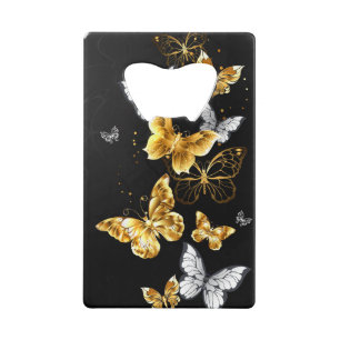Abrebotellas De Tarjeta De Crédito Mariposas doradas y blancas