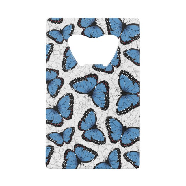 Abrebotellas De Tarjeta De Crédito Mariposas morfo azules (Anverso)
