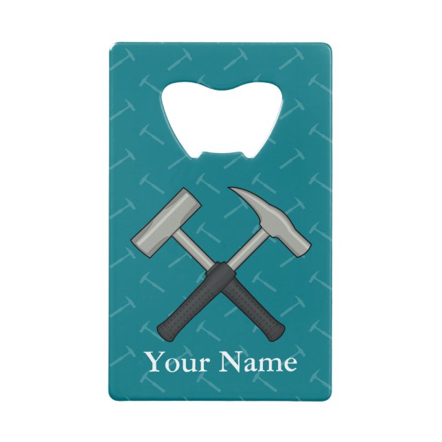 Abrebotellas De Tarjeta De Crédito Martillos de rock cruzados (Anverso)