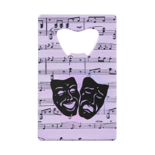 Abrebotellas De Tarjeta De Crédito Máscaras de Música y Teatro Púrpura