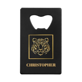 Abrebotellas De Tarjeta De Crédito Masculine Gold Tiger Face Credit Card Opener