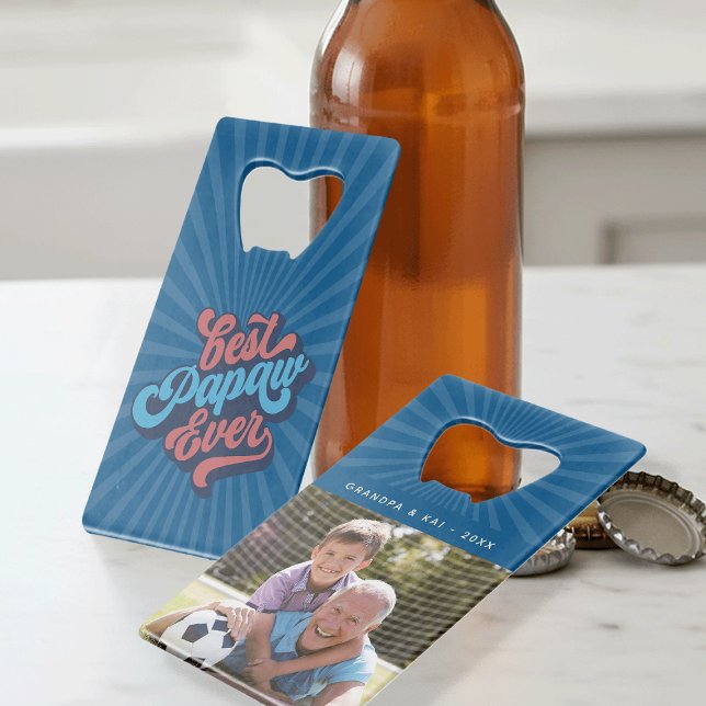 Abrebotellas De Tarjeta De Crédito Mejor Papaw Ever | Foto del abuelo Personalizado (Subido por el creador)