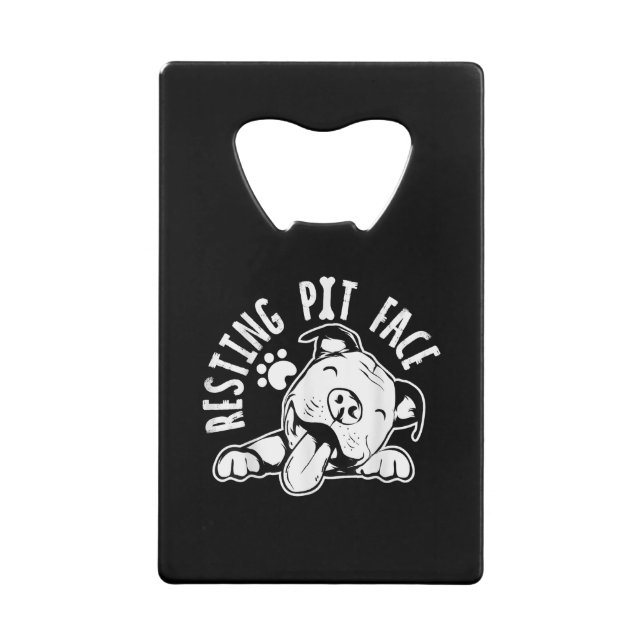 Abrebotellas De Tarjeta De Crédito Meme de Pitbull, perro gracioso de Resting Pit Fac (Anverso)