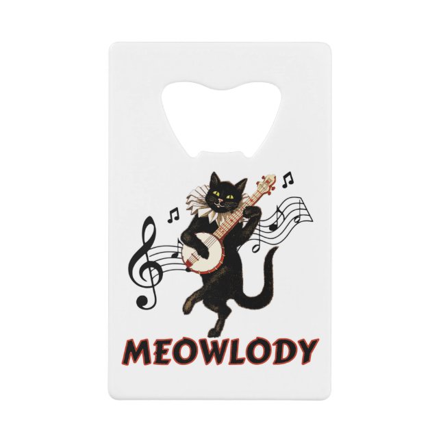 Abrebotellas De Tarjeta De Crédito Meolody Cat Music Guitar (Anverso)