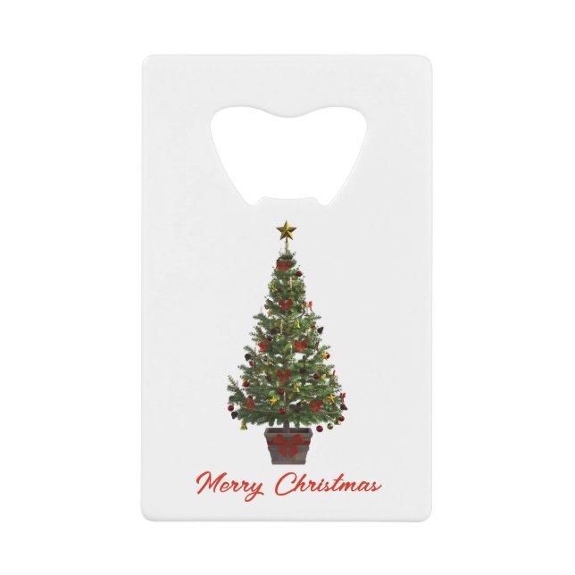 Abrebotellas De Tarjeta De Crédito Merry Christmas. Christmas Tree (Anverso)