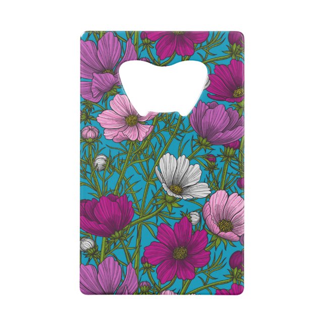 Abrebotellas De Tarjeta De Crédito Mezcla de cosmos en azul (Anverso)