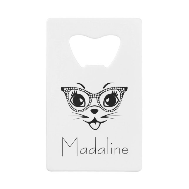 Abrebotellas De Tarjeta De Crédito Moda de gato (Anverso)