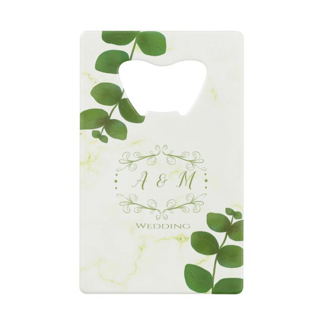 Abrebotellas De Tarjeta De Crédito Moda verde boda (Anverso)
