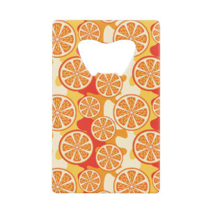 Abrebotellas De Tarjeta De Crédito Modelo anaranjado retro de la fruta cítrica
