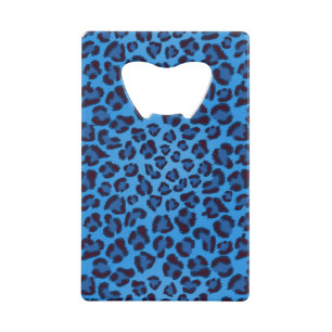 Abrebotellas De Tarjeta De Crédito modelo azul de la textura del leopardo