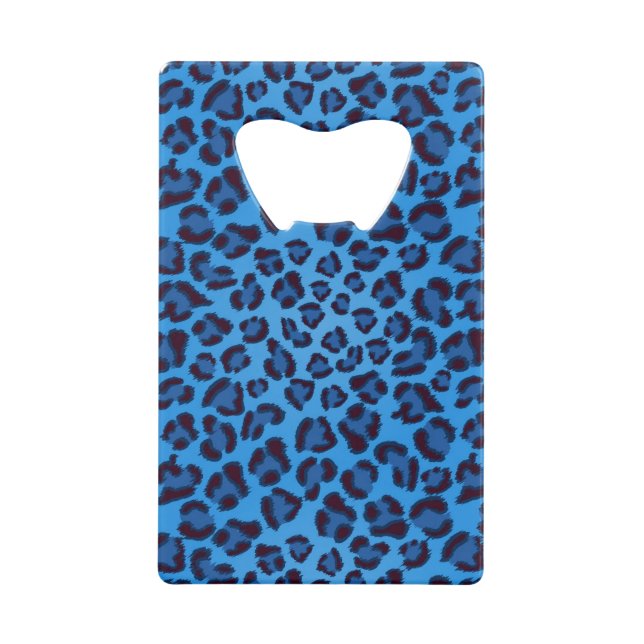 Abrebotellas De Tarjeta De Crédito modelo azul de la textura del leopardo (Anverso)