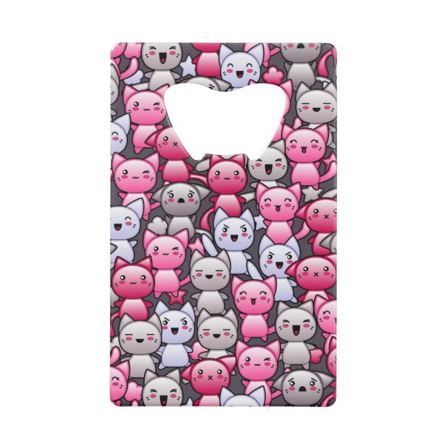 Abrebotellas De Tarjeta De Crédito modelo con los gatos lindos 2 del doodle del (Anverso)