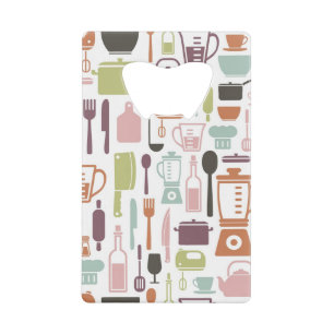 Abrebotellas De Tarjeta De Crédito Modelo con los iconos de cocinar coloridos