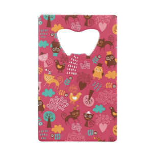 Abrebotellas De Tarjeta De Crédito Modelo con los pájaros y los gatos lindos